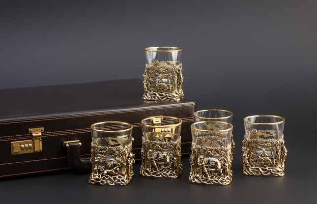 Подарочный набор стаканов для виски Охота  6шт. в подарочном кейсе 310 мл - фото №2