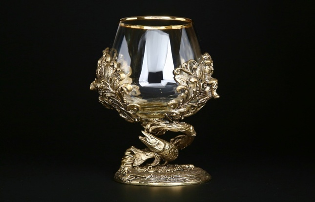 Бокал для коньяка "Рыбалка Элит "  в подарочном футляре с художественным оформлением  430 мл - фото №7