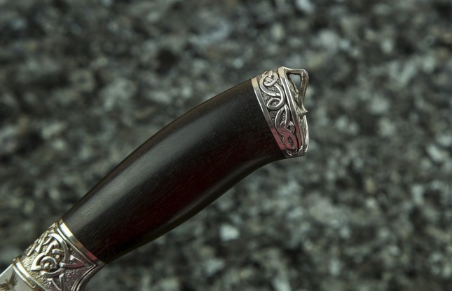 Нож «Скорпион 2» (elmax, мореный граб, литье мельхиор 1) - фото №3