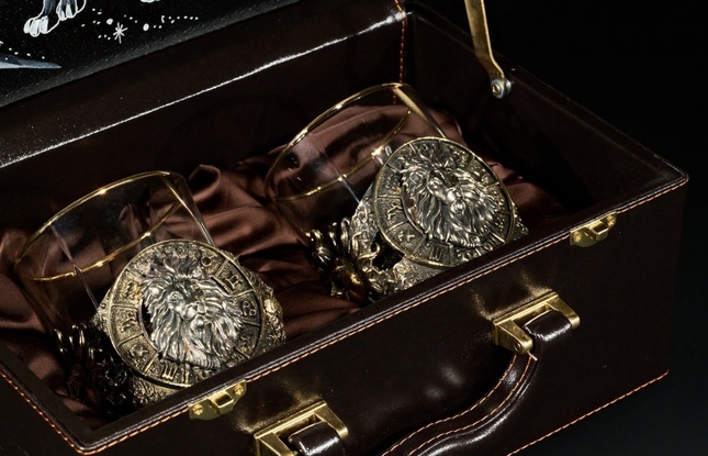 Стакан для виски Зодиак  "Лев" 2 шт.  в подарочном кейсе с художественным оформлением 310 мл - фото №3