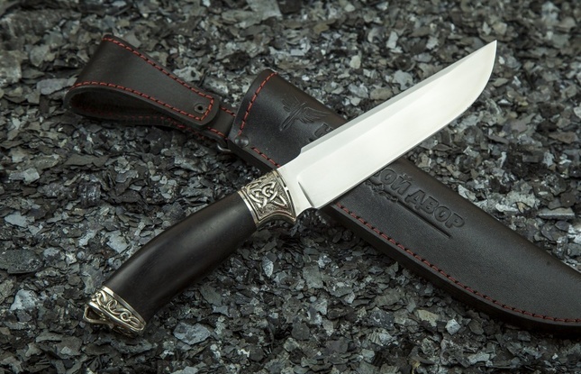 Нож «Скорпион 2» (elmax, мореный граб, литье мельхиор 1)
