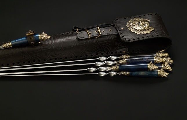 Набор шампуров в чехле "Кочевник 8 Премиум Звери лесные" - фото №1