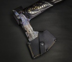 Авторский топор «Ермак 2» (мозаичный дамаск с никелем, мореный граб, инкрустация) - фото №3