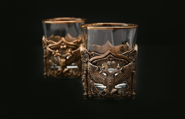 Подарочный набор стаканов для виски   Герб  4 шт. 310 мл в подарочном кейсе  с художественным оформлением - фото №5