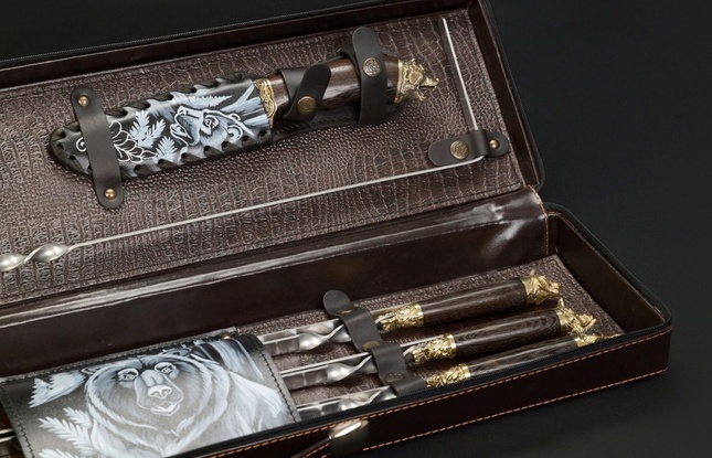 Набор шампуров в футляре «Скиф 7» Звери лесные - фото №4