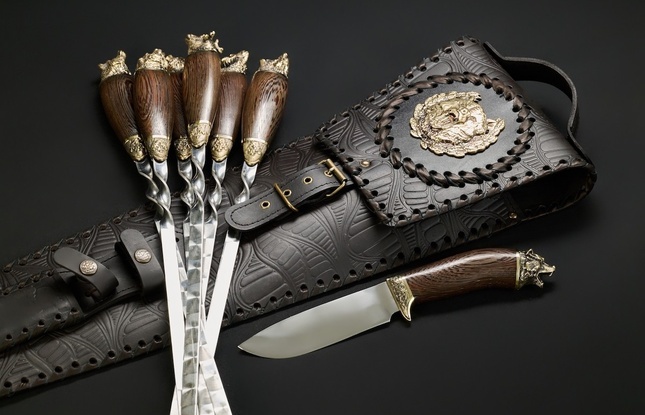 Набор шампуров в чехле "Кочевник 15 Звери большие" - фото №1