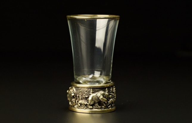 Набор стопок для текилы   "Охота на медведя""  50 мл 6 шт  в подарочном футляре с художественным оформлением - фото №7