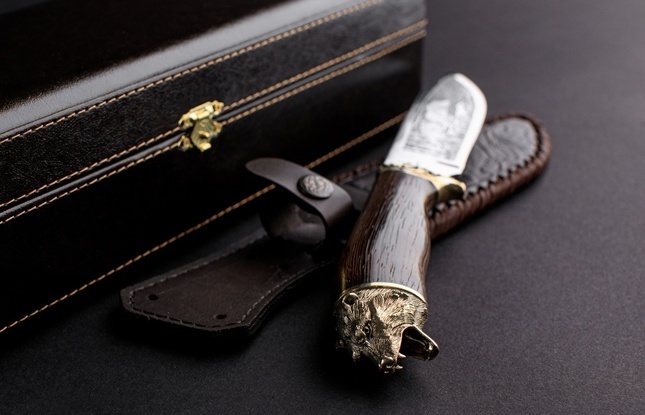 Подарочный туристический нож «Беркут» сталь 65Х13 в футляре - фото №4