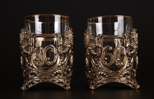 Набор стаканов для виски «Юбилейный» (35,40,45,50,55,60,65,70 Лет) 310 мл - фото №1