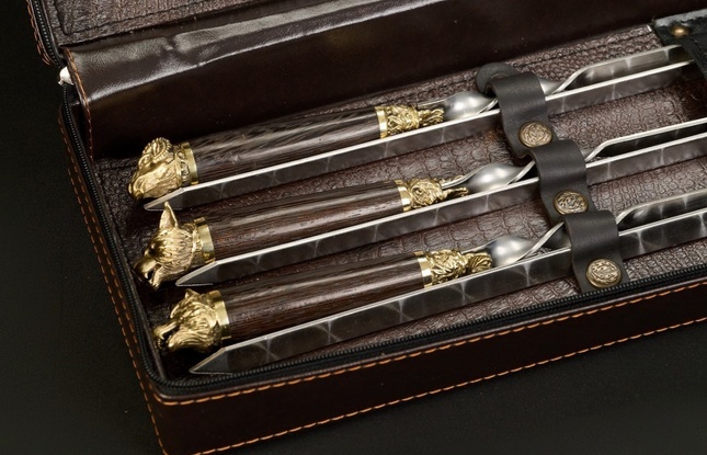 Набор шампуров в футляре «Скиф 7» Звери лесные - фото №2