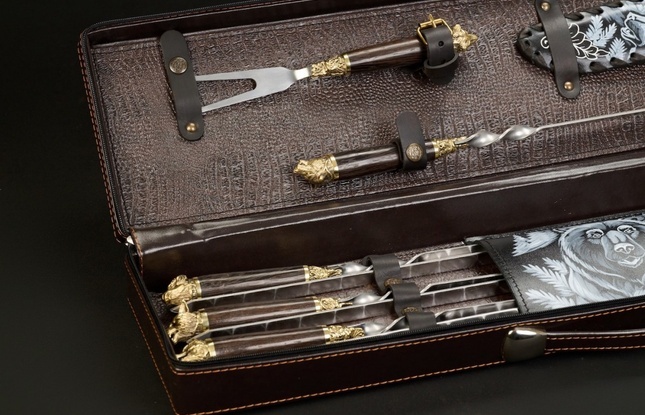 Набор шампуров в футляре «Скиф 7» Звери лесные - фото №3