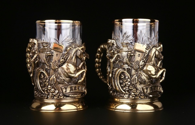 Набор подстаканников "Рог Изобилия" 2шт в подарочном футляре 250 мл - фото №1