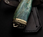 Подарочный нож «Беркут» (дамасская сталь, карельская береза) в футляре - фото №4