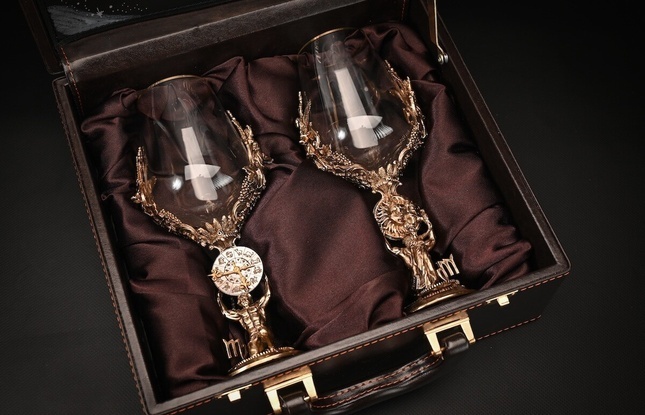 Бокал для вина "Гороскоп Дева"  2 шт.  в подарочном футляре с художественным оформлением  430 мл - фото №2