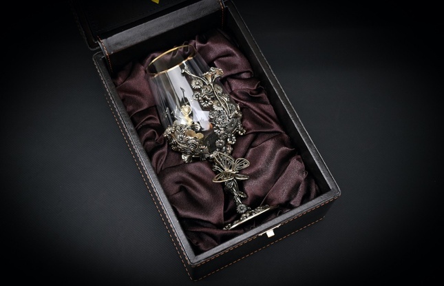 Бокал для вина "Цветочная фантазия"  1 шт.  в подарочном футляре с художественным оформлением  430 мл - фото №2