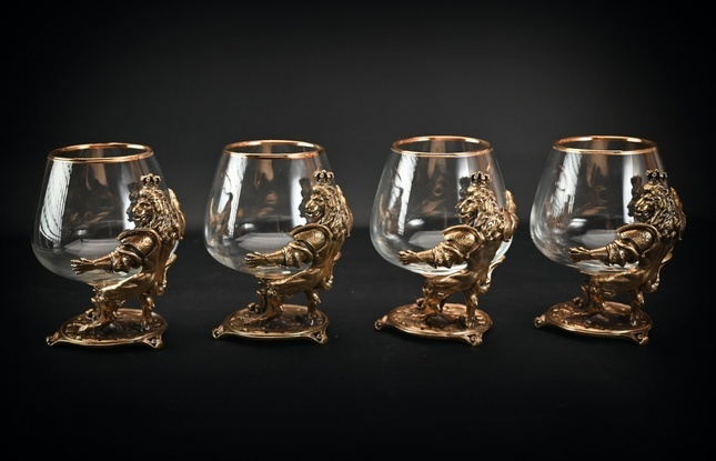 Набор бокалов  «Лев Царский»  4 шт. в подарочном кейсе с художественным оформлением  430 мл - фото №5