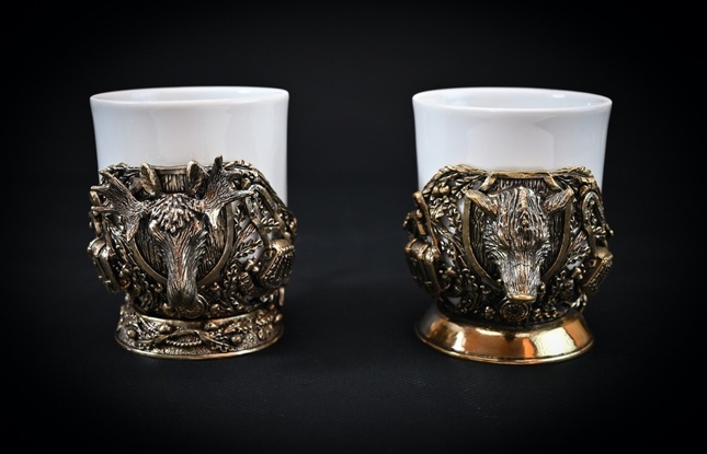 Набор чашек  для кофе "Трофейный" 2 шт. в подарочном футляре с художественным оформлением 200 мл - фото №3