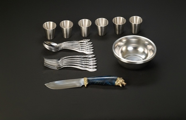 Набор для пикника « Викинг 2 Премиум » 6 шт  синяя Карельская береза - фото №1