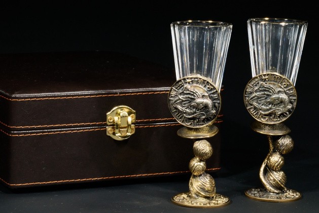 Набор лафитников для водки «Знаки Зодиака Рак» (2 шт.) в подарочном футляре c художественным оформлением 50 мл