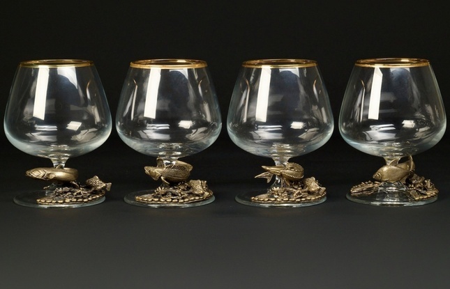 Набор бокалов  «Рыбалка»  эконом 4 шт. в подарочном кейсе с художественным оформлением  430 мл - фото №3