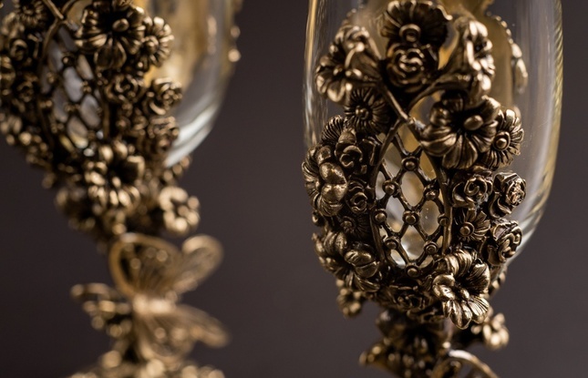 Набор бокалов для шампанского «Цветочная фантазия» (2 шт.) в подарочном футляре 180 мл - фото №4