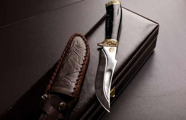 Подарочный туристический нож «Клык 2» сталь 95Х18 в футляре - фото №1