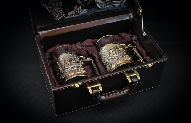 Набор подстаканников "Успешный человек" 2 шт в подарочном футляре с художественным оформлением  250 мл - фото №1