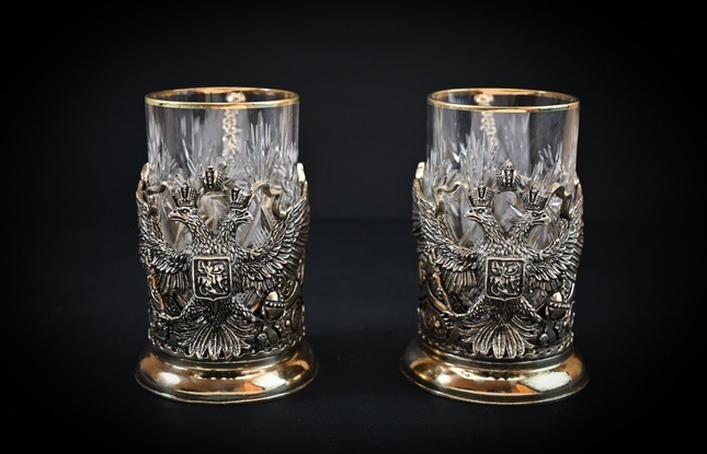 Подстаканник «Герб России VIP» 1 шт.  в подарочном футляре схудожественным оформлением - фото №3