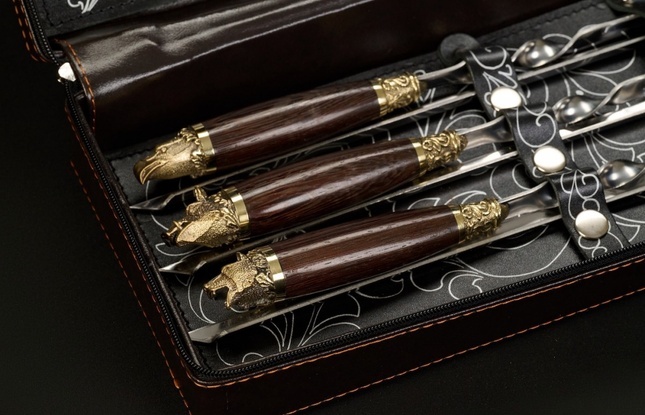 Набор шампуров в футляре «Скиф 2» Звери каменные - фото №7