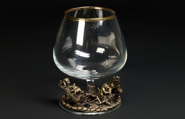 Бокал для коньяка "Утро в сосновом бору "эконом   4 шт. в подарочном футляре с художественным оформлением  430 мл - фото №3