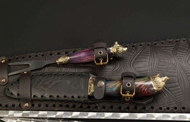 Набор шампуров в чехле "Кочевник Премиум 10 Звери большие" красно-синий - фото №4