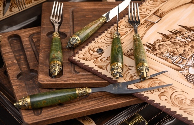 Набор для стейков №4 Карельская береза - фото №4