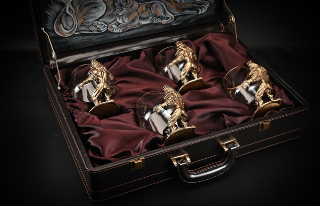 Набор бокалов  «Лев Царский»  4 шт. в подарочном кейсе с художественным оформлением  430 мл - фото №2