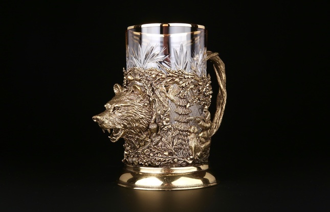 Набор подстаканников "Русский Лес" 4 шт в подарочном кейсе  250 мл - фото №2