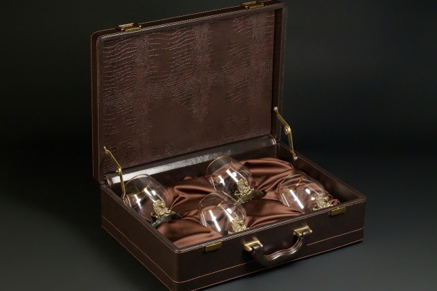 Бокал для коньяка «Лев VIP» эконом  430 мл  4 шт  в подарочном футляре 