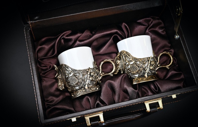 Набор чашек  для кофе "Трофейный" 2 шт. в подарочном футляре с художественным оформлением 200 мл - фото №1