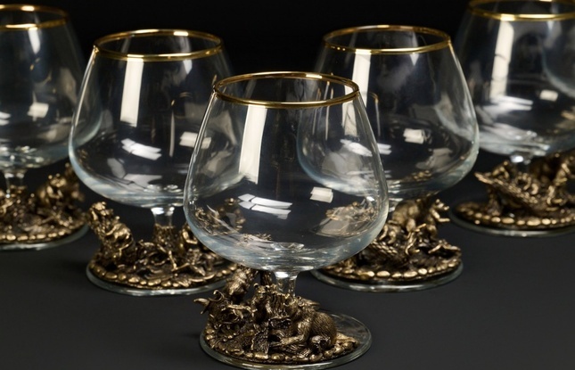 Бокал для коньяка "Утро в сосновом бору "эконом   6 шт. в подарочном футляре с художественным оформлением  430 мл - фото №7