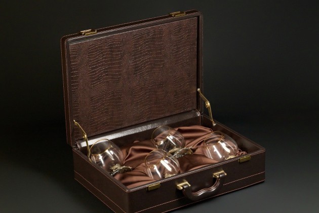 Бокал для коньяка "Рыбалка" эконом 430 мл 4 шт  в подарочной коробке 