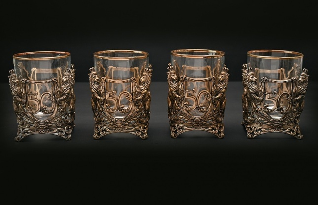 Подарочный набор стаканов для виски   Юбилейный 50  лет  4 шт. 310 мл в подарочном кейсе  с художественным оформлением - фото №6