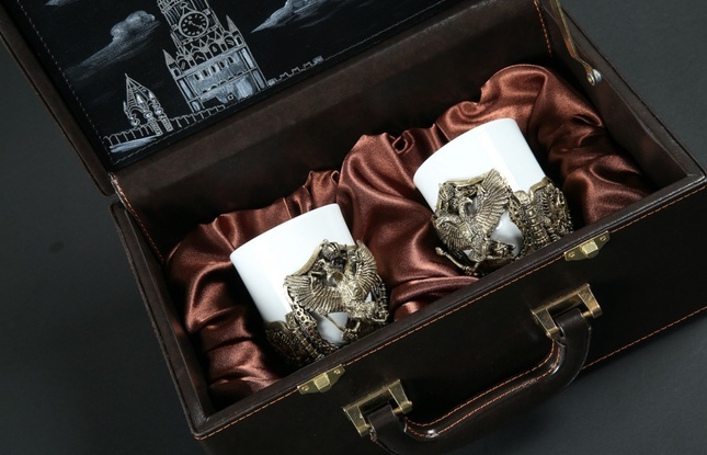 Чашка для кофе "Герб РФ" 2шт. в подарочном футляре с художественным оформлением 200 мл - фото №5