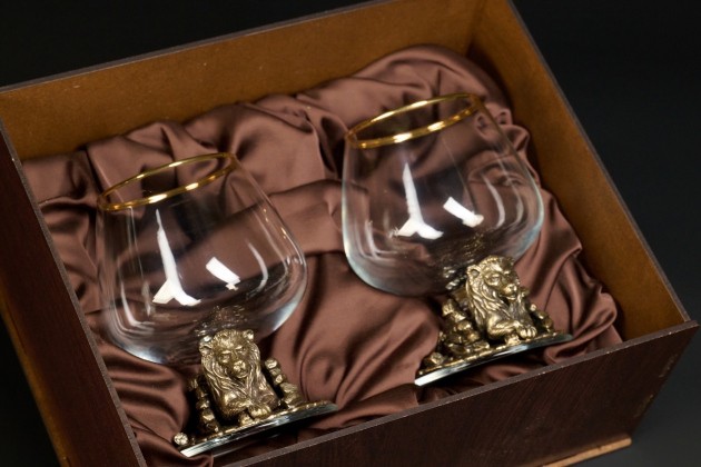 Бокал для коньяка «Лев VIP» эконом  430 мл 2 шт в подарочной коробке