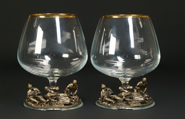 Бокал  для коньяка "Охотники на привале" эконом 430 мл - фото №1