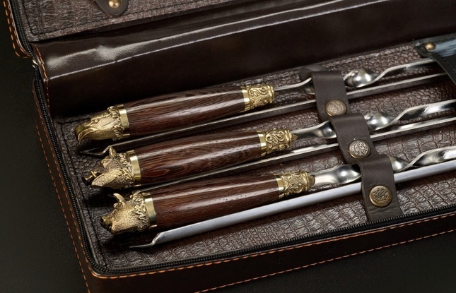 Набор шампуров в футляре «Скиф 3» Звери каменные - фото №8