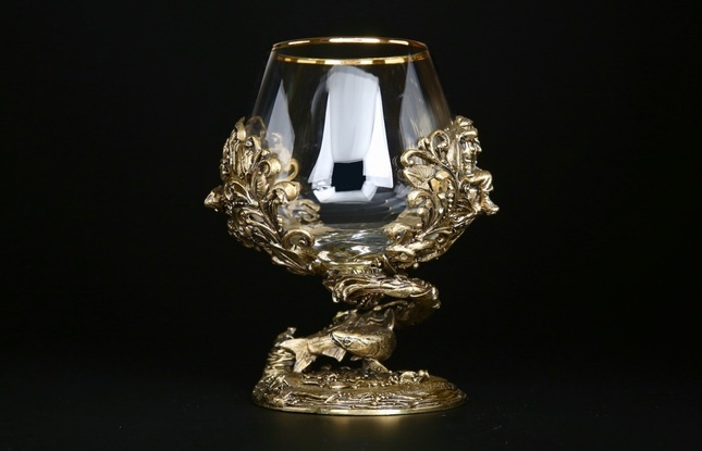 Бокал для коньяка "Рыбалка Элит "  в подарочном футляре с художественным оформлением  430 мл - фото №2