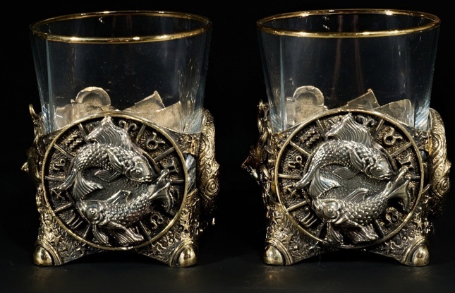 Стакан для виски Зодиак  "Рыбы" 2 шт.  в подарочном кейсе с художественным оформлением 310 мл - фото №4