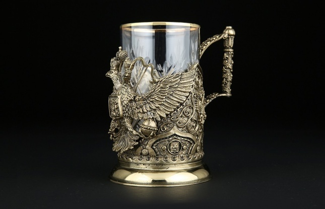 Набор подстаканников «Герб России VIP» 2шт.  в подарочном футляре - фото №3