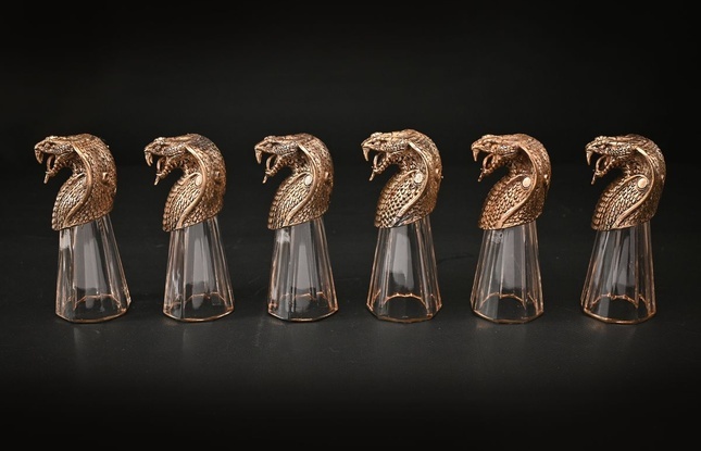 Набор лафитников "Змеи"  (6 шт.) в подарочном футляре с художественным оформлением  50 мл - фото №7