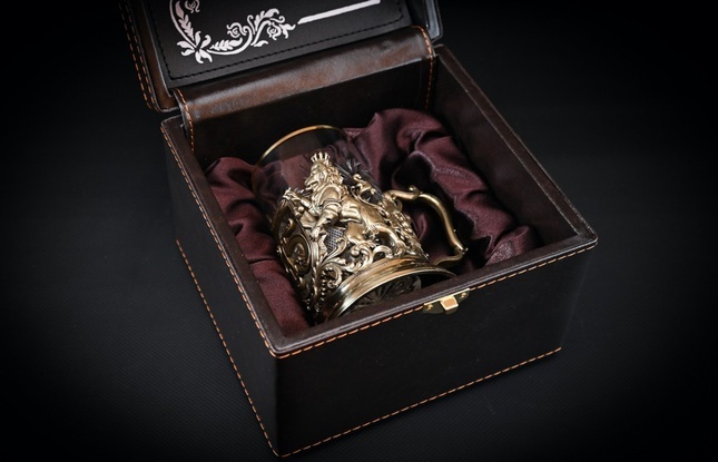 Подстаканник "Юбилейный 45 лет" 1 шт в подарочном футляре с художественным оформлением  250 мл - фото №1