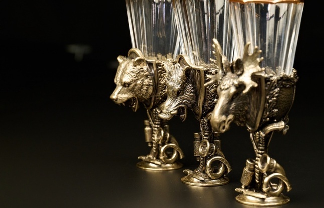 Набор лафитников «Охотничьи Трофеи" 3 шт.  в подарочном футляре с художественным оформлением  50 мл - фото №4