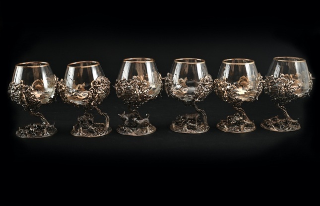 Бокал для коньяка "Охота Элит"  6 шт.  в подарочном футляре с художественным оформлением  430 мл - фото №3